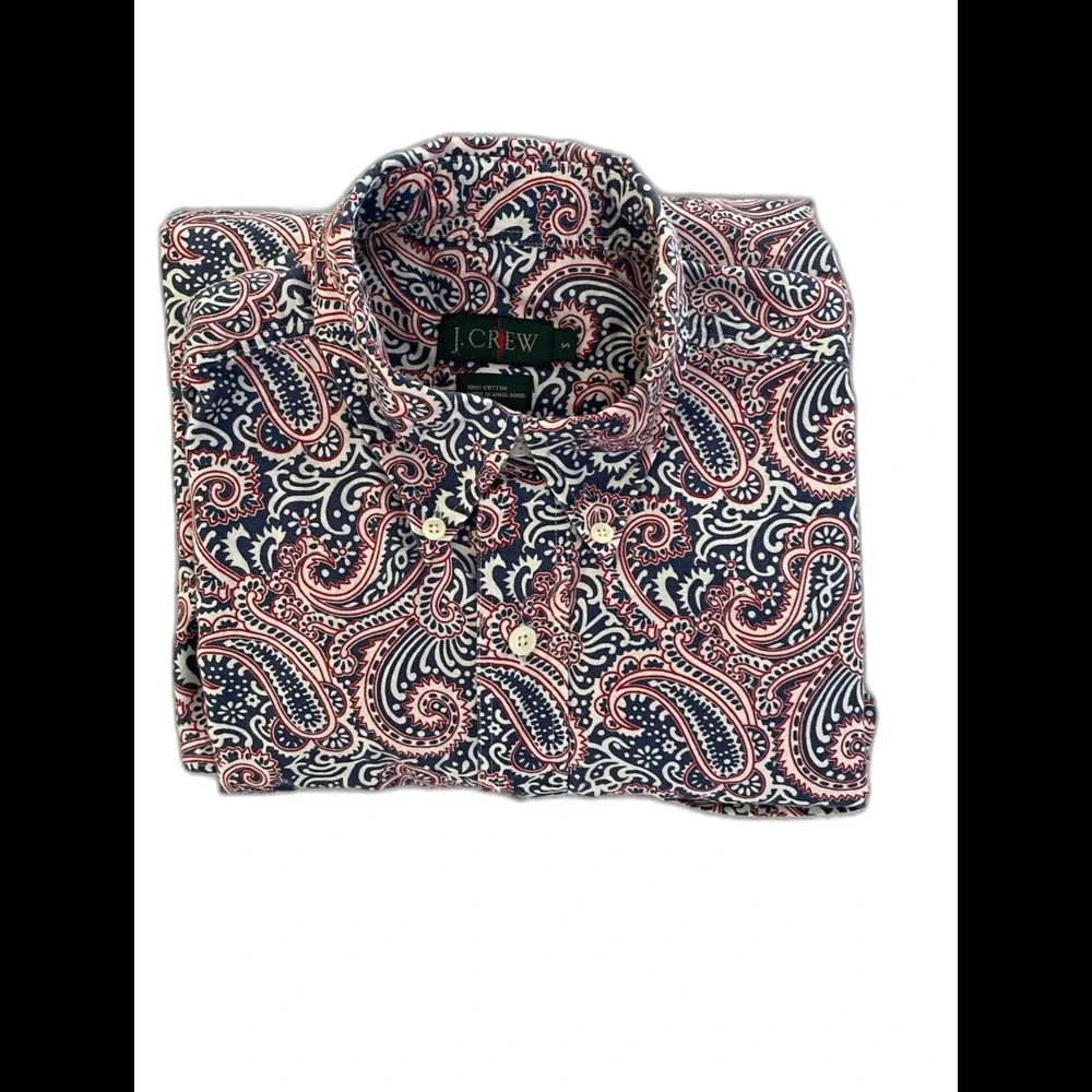 J. Crew Shirt Men’s Size Small Red White Blue Paisley Print Patriotic